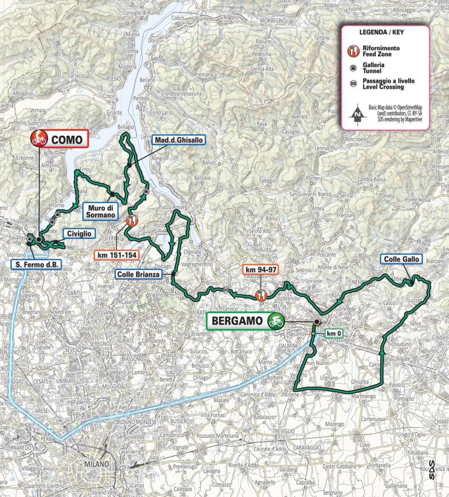 Giro di Lombardia 2020 il percorso e l'altimetria. Si corre a