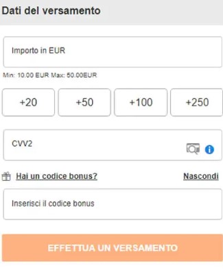 gioco digitale codice bonus pagina versamento