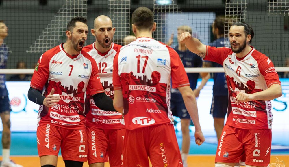 Volley, Piacenza recupera Taranto e firma il poker in Superlega. Romanò top scorer